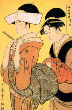  Bijin Oil Painting - the hour of the ramin Kitagawa Utamaro Ukiyo e Bijin ga
